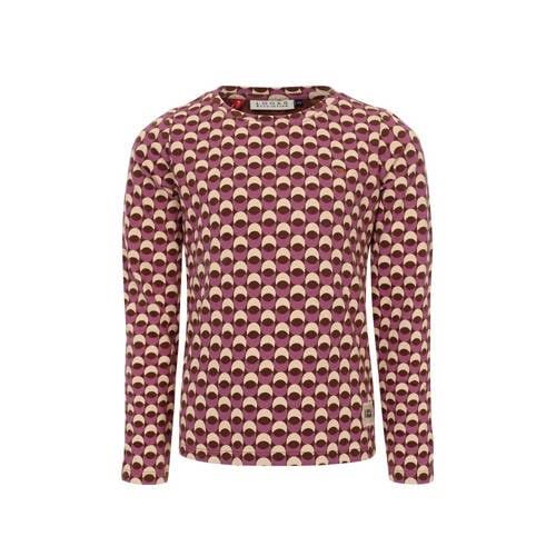 LOOXS little longsleeve met all over print paars/bruin/ecru Multi Meis...