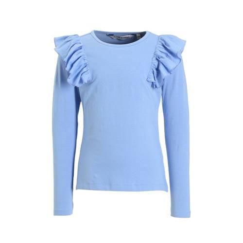 anytime longsleeve met ruffle blauw Meisjes Katoen Ronde hals Effen - ...