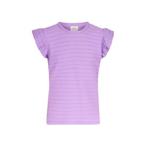 Shoeby T-shirt paars Meisjes Polyester Ronde hals Effen - 110/116