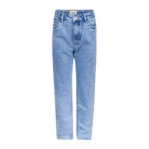 Shoeby straight fit jeans met all over print medium blue denim Blauw A...