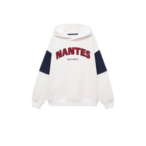 Mango Kids hoodie met tekst wit Sweater Tekst - 152