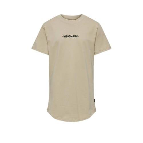 KIDS ONLY BOY T-shirt KOBNICK met tekst zand Beige Jongens Katoen Rond...