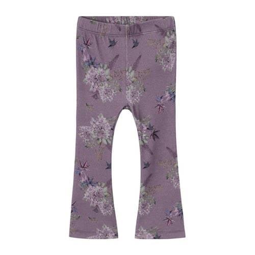 NAME IT MINI gebloemde flared legging NMFNNORAS paars Meisjes Katoen B...