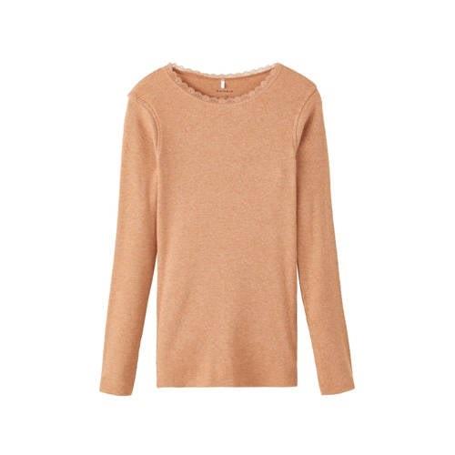 NAME IT KIDS ribgebreide longsleeve NKFKAB met katoen camel Bruin Meis...