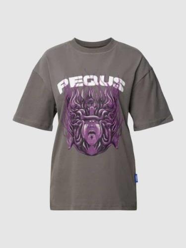 T-shirt met label- en motiefprint, model 'Medusa'