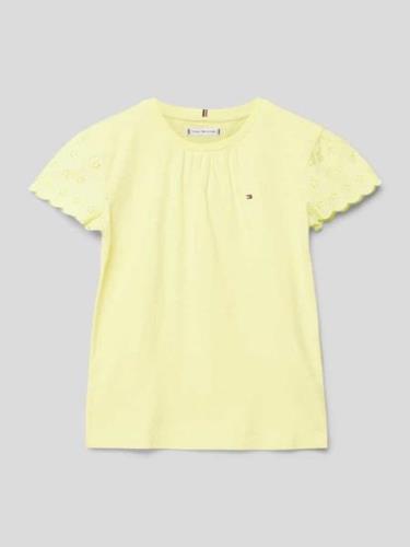 T-shirt met broderie anglaise, model 'BRODERIE ANGLAISE'