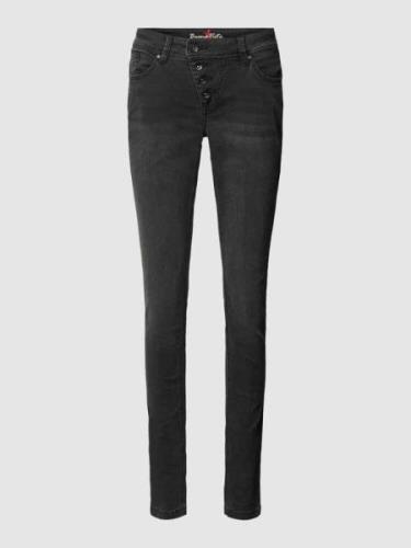 Skinny fit jeans met effen design en used-look