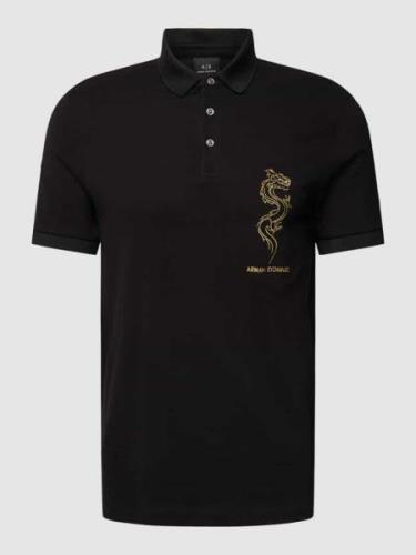 Poloshirt met motiefstitching, model 'Chinese Dragon'