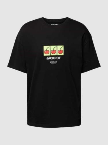 T-shirt met motiefprint, model 'BLOCKPOP'