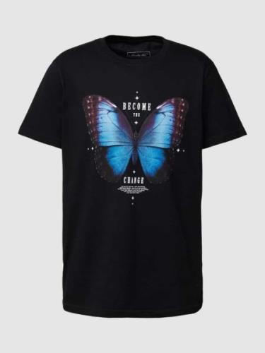 T-shirt met motiefprint, model 'Become the Change'