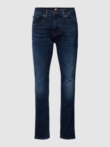 Slim tapered fit jeans met labelstitching, model 'AUSTIN'