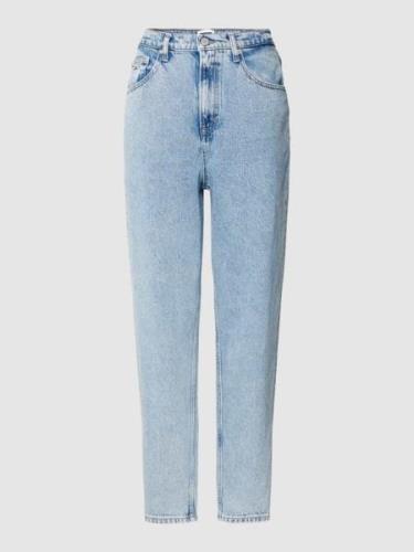 Ultra high tapered mom fit jeans met labelstitching