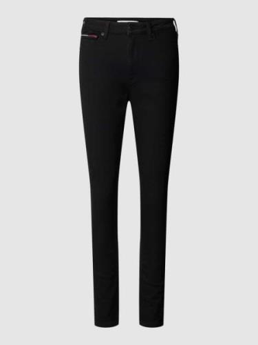High rise super skinny fit jeans met labelpatch, model 'SYLVIA'