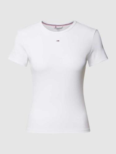Slim fit T-shirt in riblook, model 'ESSENTIAL'