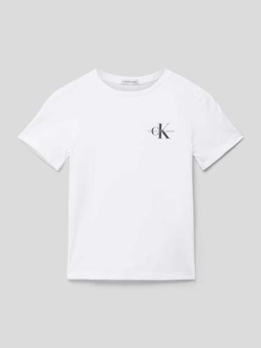 T-shirt met labelprint, model 'CHEST MONOGRAM'