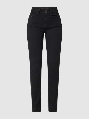 Curved slim fit high waist jeans met stretch, model 'Caro'