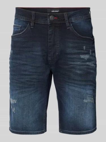 Korte regular fit jeans in destroyed-look