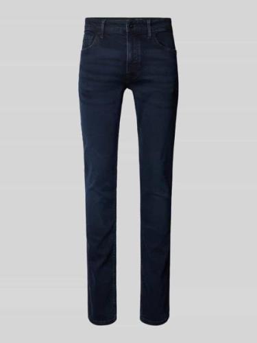 Shaped fit jeans met labelpatch, model 'Sjöbo'