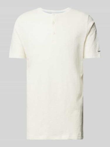 T-shirt met logostitching, model 'Henley'