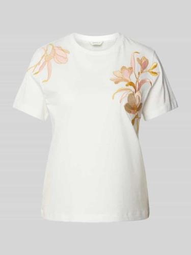 T-shirt met bloemenstitchings