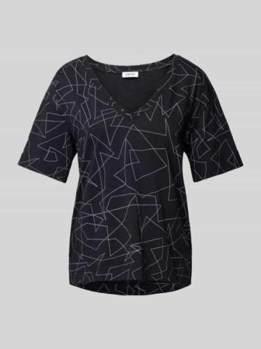 T-shirt met grafisch motief en V-hals