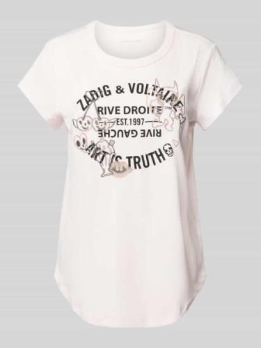 T-shirt met motiefstitching, model 'WOOP'