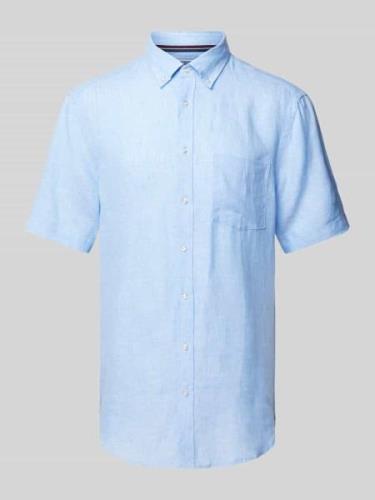 Regular fit linnen overhemd met button-downkraag