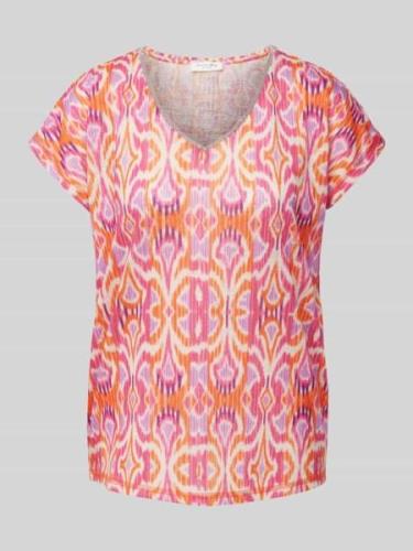 T-shirt met all-over motief en V-hals