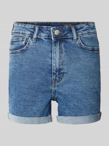 Korte jeans in denimblauw met labeldetail, model 'MONI'