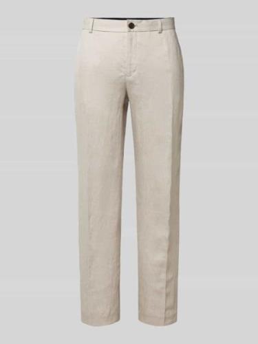 Regular fit pantalon van linnen met persplooien, model 'WILL'