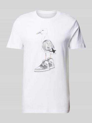T-shirt met motiefprint, model 'Seagull Sneaker'