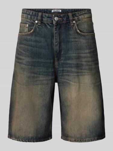 Korte regular fit jeans in used-look