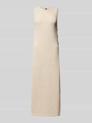Gebreide jurk met geribde ronde hals
