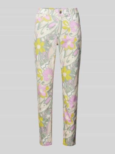 Slim fit broek met all-over bloemenprint, model 'ORNELLA'