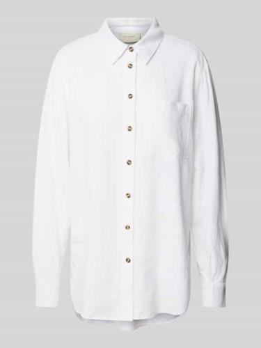 Linnen blouse in denimlook, model 'Lava'