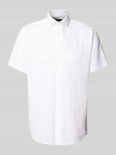 Casual modern fit linnen overhemd met borstzak, model 'LOTT'