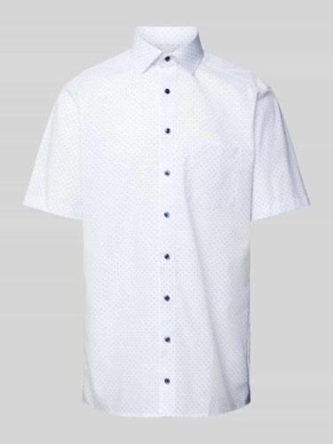 Modern fit zakelijk overhemd met all-over motief, model 'Bergamo Kent'