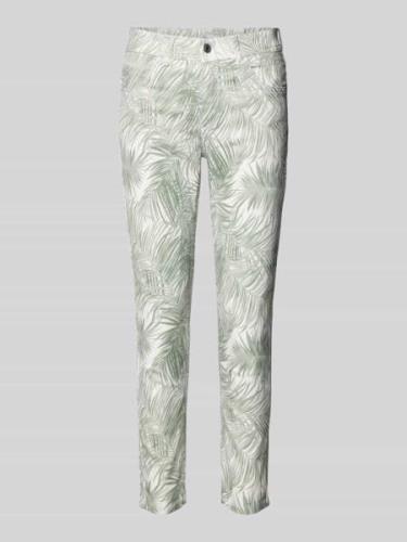 Slim fit stoffen broek met all-over print, model 'Ornella'