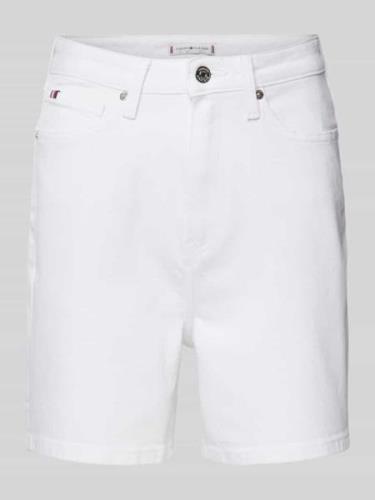 Korte jeans in effen design met labeldetail