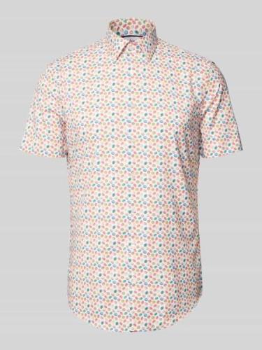 Slim fit zakelijk overhemd met all-over motiefprint