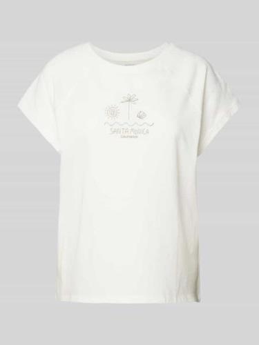 T-shirt met motief- en statementstitching