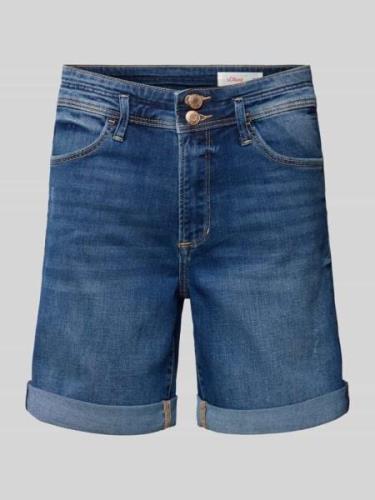 Korte regular fit jeans met riemlussen