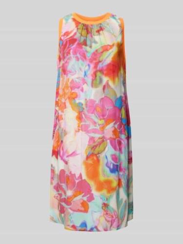 Knielange jurk met bloemenmotief, model 'Multi Aqua Flower'