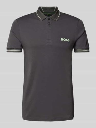 Poloshirt met labelprint, model 'Paule'