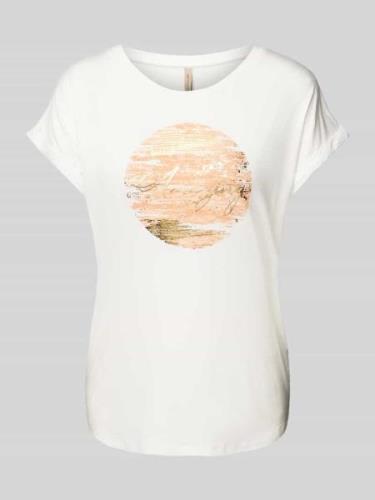 T-shirt met motief- en statementprint, model 'Marica'