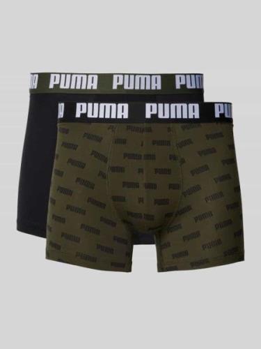 Boxershort met elastische band met label in een set van 2 stuks