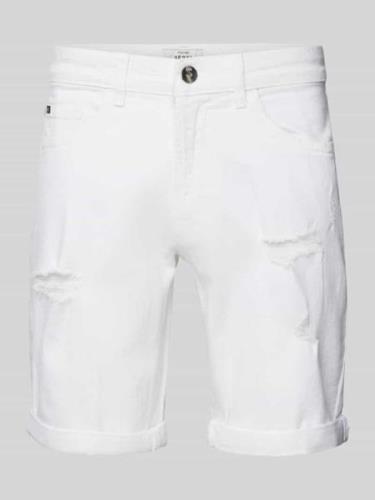 Korte regular fit jeans in destroyed-look, model 'PORTO'