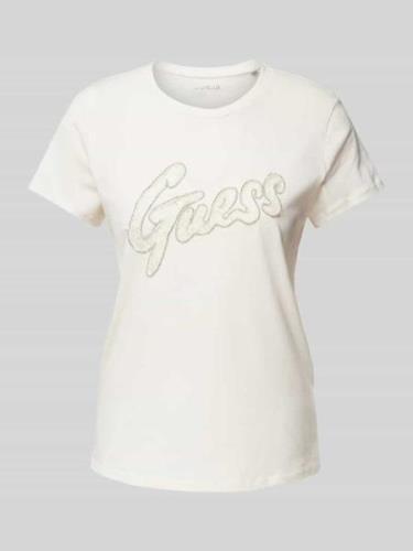 T-shirt met label met strass-steentjes