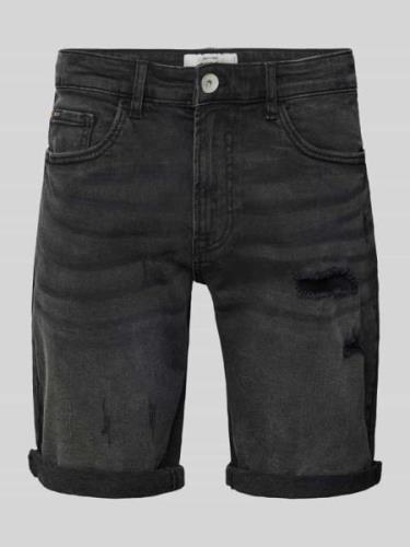 Korte regular fit jeans in destroyed-look, model 'PORTO'