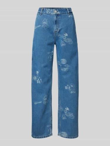 Relaxed fit jeans met motief- en labelprint, model 'STAMP'